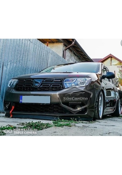 Dacia Sandero Mk2 Mk2.5 2009-2020 Uyumlu Üniversal Astra H Lip Esnek Ön Lip 2 Parça Tampon Altı Dil Karlık Ön Ek 00 Şüscaroto Aksesuar