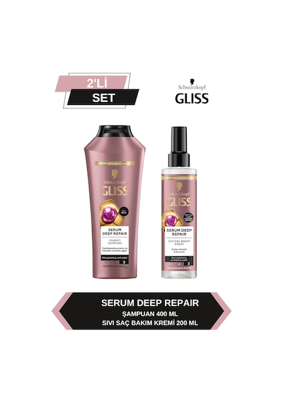 Gliss Serum Deep Repair Şampuan 400 Ml + Sıvı Saç Kremi 200 Ml set-hnkl-5149-6058