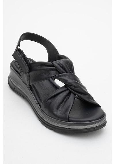 Luvishoes Luvi Shoes Oara Siyah Cilt Hakiki Deri Kadın Sandalet Siyah Deri