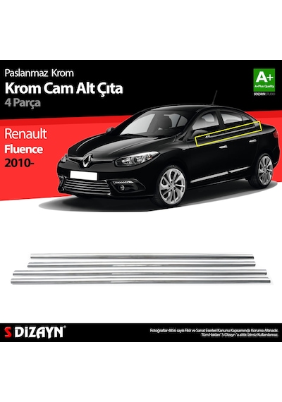 S-Dizayn Renault Fluence Krom Cam Çıtası 4 Prç 2010 Üzeri
