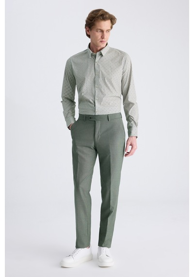 D's Damat Ds Damat Slim Fit Yeşil Armürlü Kumaş Pantolon 2hf03kv303200 401
