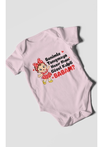 Morivokids Babaya Özel Kısa Kollu Bebek Body %100 Pamuk Zbn294-kk Bebe Pembe