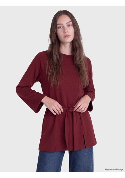 Lcw Modest Bordo Soft Touch Kadın Sweatshirt Tunik