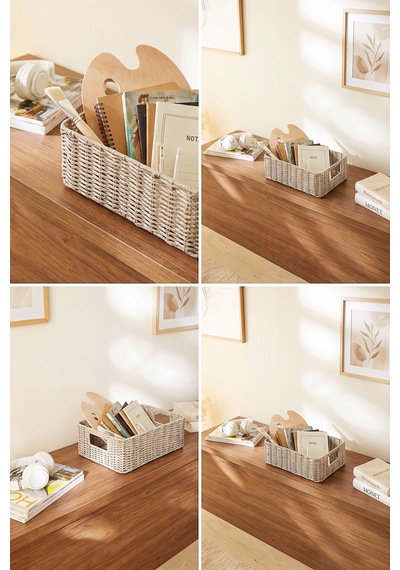 Ocean Home Textile Yıkanabilir Gri Pp Rattan Sepet 33 X 23 X 11 Cm