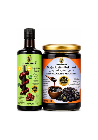 Doğal Nar Ekşisi 700gr Katkısız Doğal Nar Ekşisi Ve Üzüm Pekmezi 800gr Harika 2li Set