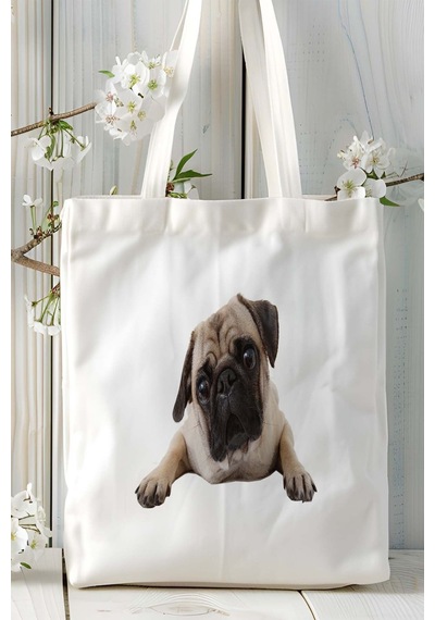 Art Hediye Pug Doberman Köpek Baskılı Omuz Çanta Kişiye Özel Model 23 Çok Renkli