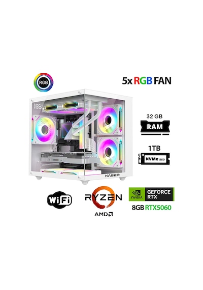 Xaser ECO-X260 R5 5600 32 GB 1 TB M.2 Nvme SSD 8 GB RX5060 Free Dos Masaüstü Oyuncu Bilgisayarı