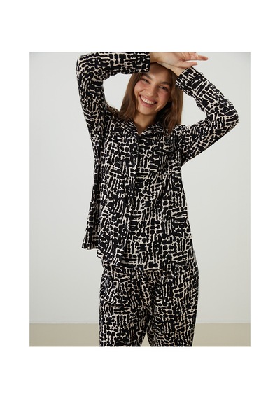 Lcw Dream Pembe Gömlek Yaka Leopar Desenli Kadın Pijama Takımı