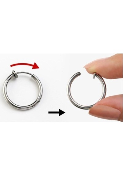 Gümüş Renk Sıkıştırmalı Deliksiz Piercing 1 Çift Fake Burun Dudak Kulak Küpe