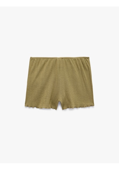 Koton Rahat Kalıp Pointelle Kumaş Şort Pijama Altı Khakı 7wlk80023mk Haki
