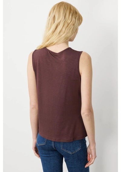 Desen Triko Kadın Sıfır Yaka Flamlı Kumaş Basic Askılı T-shirt 24086 Kahverengi Kahverengi Desen Triko Kadın Sıfır Yaka Flamlı Kumaş Basic Askılı T-shirt 24086 Kahverengi Kahverengi