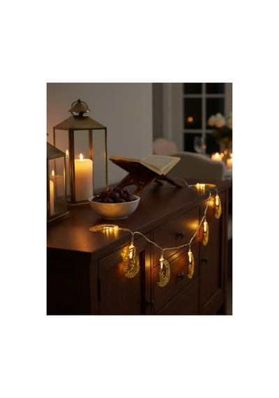 Secde Eden Adam Figürlü Ay Tasarımlı Ramazan Led Işık - Alkglb4780-4429 Renkli