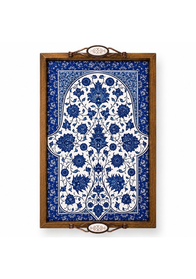 Foundex Çinili Tepsi 45x27 El Yapımı Tepsi Büyük Boy 1