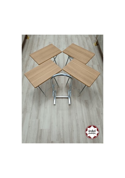 Evko Mobilya Çanta Zigon Sehpa, 4'lü Sehpa, Zigon Sehpa, Servis Sehpası, Mdf Mebran Sehpa, Katlanır Sehpa Bambu