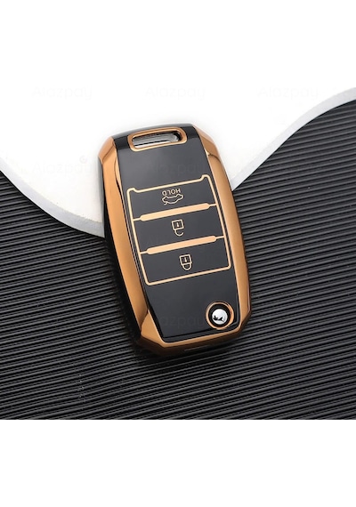 Kia Rio Picanto Sportege Ceed Optima Sorento Stinger Cerato Forte Tpu Anahtar Kılıfı Siyah Gold
