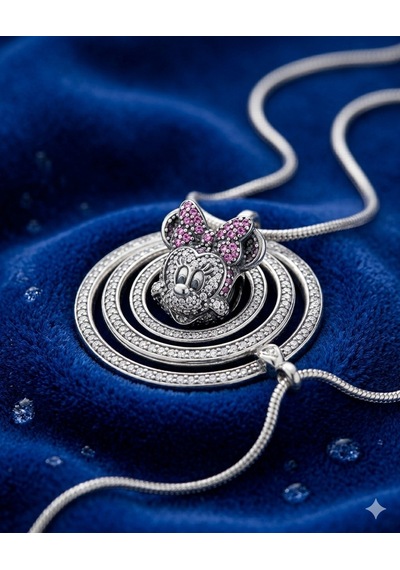 Kadın Antrasit Renk Detay Mickey Model Gümüş Charm