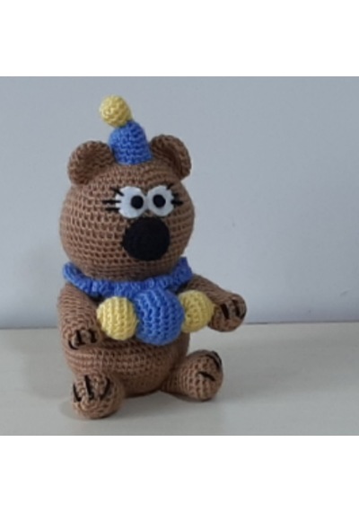 Amigurumi Örgü Oyuncak Ayı Palyaço 24 Cm