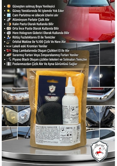 Abrias Nx15 Focus Pocus 170gr Güneş Solması Krom Boya Stop Far Yenileyici Ve Çizik Alma Kremi