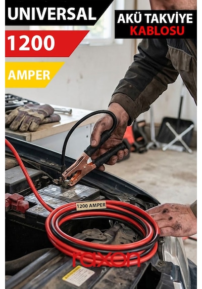 Profesyonel Akü Takviye Kablosu 1200 Amp 2,3 Mt. Tüm Araçlara Uyumlu