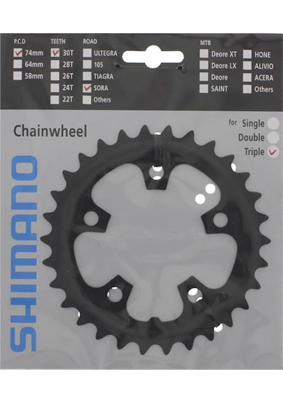 Shimano 30t-d Aynakol Dişlisi Fc-3503 Fc-r3030/fc-3403/fc-453 3x9v 74mm Bcd 5 Kollu Siyah