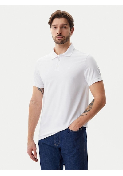Calvin Klein Ss Smooth Cotton Solıd Polo Polo Yaka T-shirt-6509 Beyaz