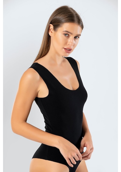 Türen 905 Kadın Lazer Kesim Pamuklu Çıtçıtlı Body-siyah Siyah