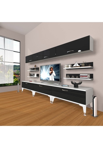 Decoraktiv Eko 8y Slm Silver Tv Ünitesi Tv Sehpası Beyaz - Siyah