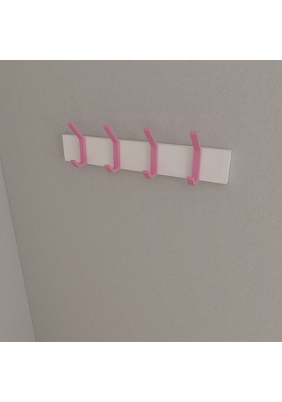Hepsi3boyutlu Modern Duvar & Kapı Kanca Askılık - 4 Adet Pembe Kanca Askılık - Model No : 1 Pembe