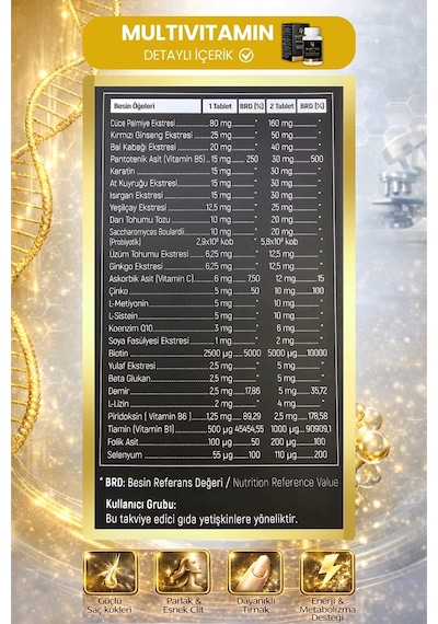Dr.sammy's Quarine Saç,tırnak,cilt,vücut Vitamini Bitkisel Tablet 60 Tablet