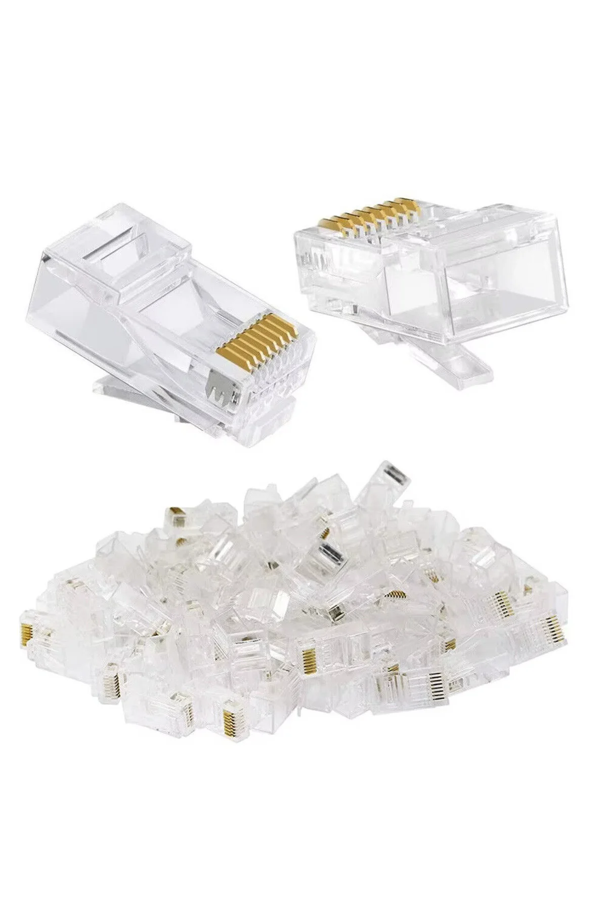 20 Adet Delikli Ez Rj45 Cat5/cat6 8p8c Yeni Nesil Konnektör Utp Ağ Için Jack Delikli Açık Uçlu Jack