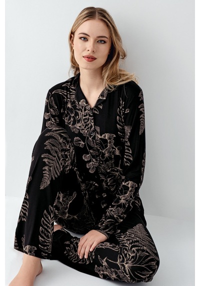 Arnetta Kadın Siyah Gömlek Pijama Siyah