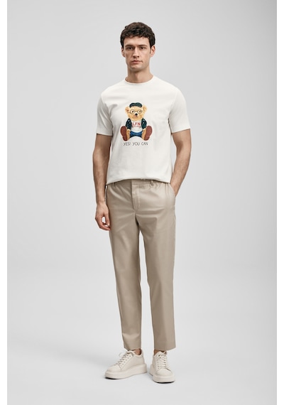Lufian Teddy Modern Grafik T- Shirt Kırık Beyaz Kırık Beyaz 111020305100510 Kırık Beyaz