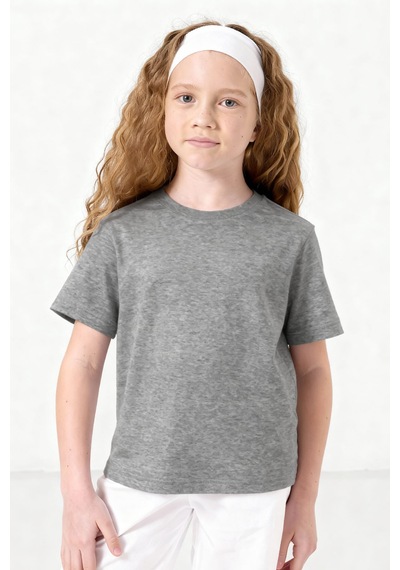 Standart Fit Basic O Yaka 3lü Paket Gri Melanj-antrasit-beyaz Unisex Çocuk T-shirt - 11328 Beyaz - Gri