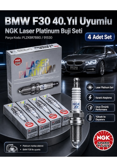 Ngk Plzkbr7b8g 91530 Laser Platinum Buji Seti 4 Adet Bmw F30 316i N13 Motor Uyumlu Premium Buji