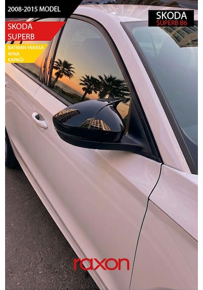 Skoda Superb B6 2008-2015 Batman & Yarasa Ayna Kapağı Parlak Piano Black Sport