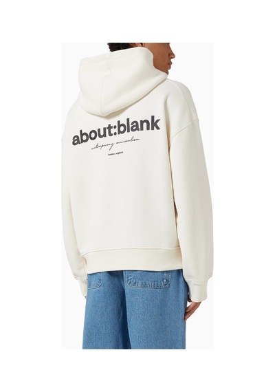 About Blank Off White Heavyweight Cotton Box Hoodie Erkek Sweatshirt Kırık Beyaz