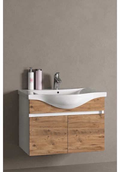 Yıldız 80 Cm Beyaz-atlantik Çam Mdf Seramik Lavabolu Asma Banyo Alt Dolabı Beyaz - Atlantik Çam Yıldız 80 Cm Beyaz-atlantik Çam Mdf Seramik Lavabolu Asma Banyo Alt Dolabı Beyaz - Atlantik Çam