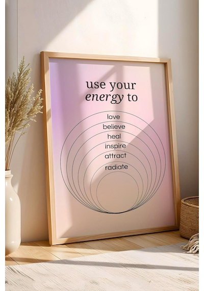 Use Your Energy To Love Çerçeveli Tablo Aura Enerji Renkleri - Enerjinizi Sevgiye Kullanın