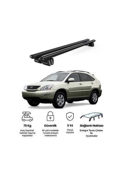 Pençe Lexus Rx 300/400 2009-2015 Uyumlu Siyah Ara Atkı Port Bagaj Tavan Barı