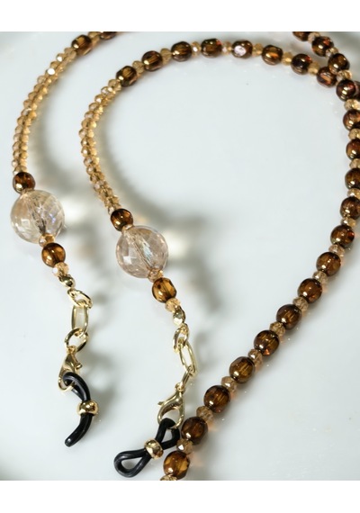 Gözlük Zinciri Gerçek Kristal Taşlı Thinblack Amber
