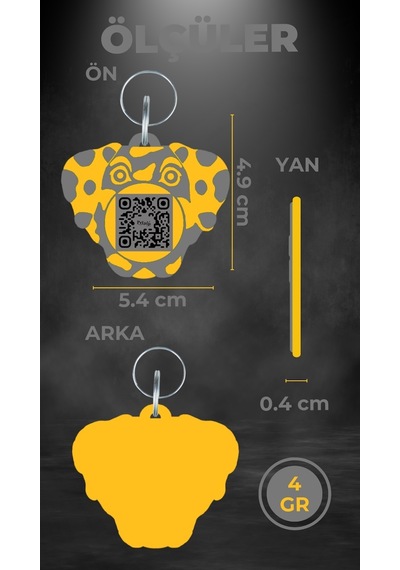 Petjoo 28.Delmaticus Sarı-Gri Qr'lı Köpek Künyesi