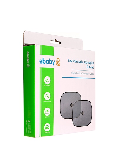 Ebaby Tek Vantuzlu Güneşlik 2 Parça Siyah