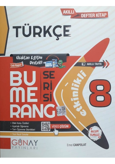 Günay 8. Sınıf LGS Türkçe Bumerang Soru Bankası Etkinlikli