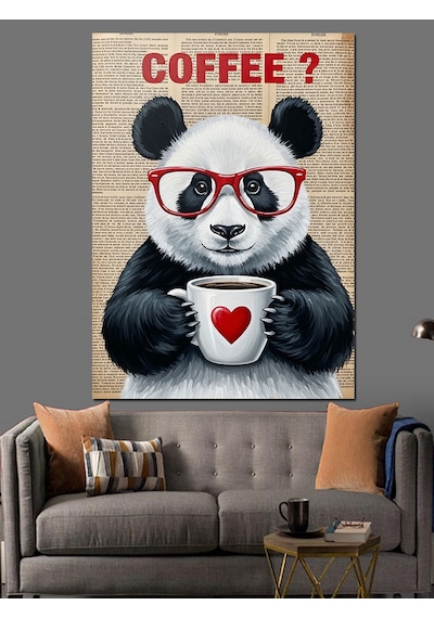 Ahşap Tablo Kalpli Panda Sevimli Dost Çocuk Odası Tabloları
