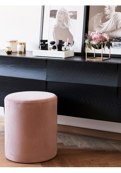 Most Ekol Puf 11 Pembe Kadife Kumaş Evinize Teslim