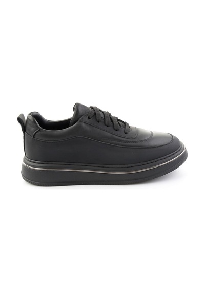Bambi Mat Siyah Hakiki Deri Erkek Sneaker E01774016903