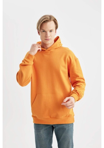 DeFacto Comfort Regular Fit Rahat Kalıp Kapüşonlu Kanguru Cepli Basic Düz Sweatshirt B4446AX24SPOG589