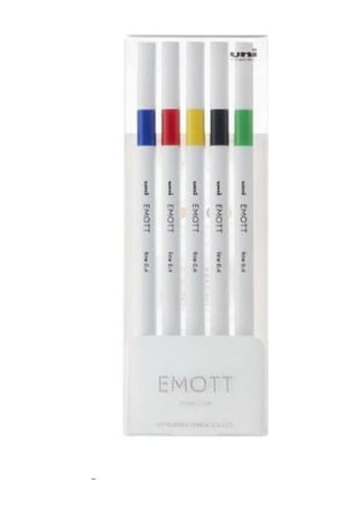 Uni Uni Emott 0.4 Fine Akrilik Uçlu Kalem 5'li Canlı Renk