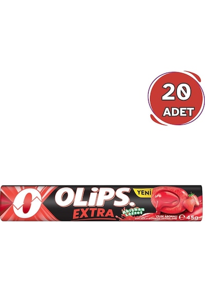 Olips Extra Çilek Aromalı Şeker 45 Gr - 20 Adet