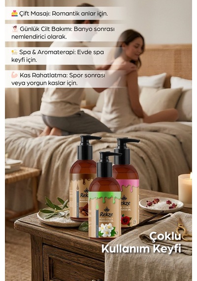 Erotik Masaj Yağı 120 Ml Çikolata + Gül + Yasemin Aromalı, Nemlendirici Ve Su Bazlı - 381142363